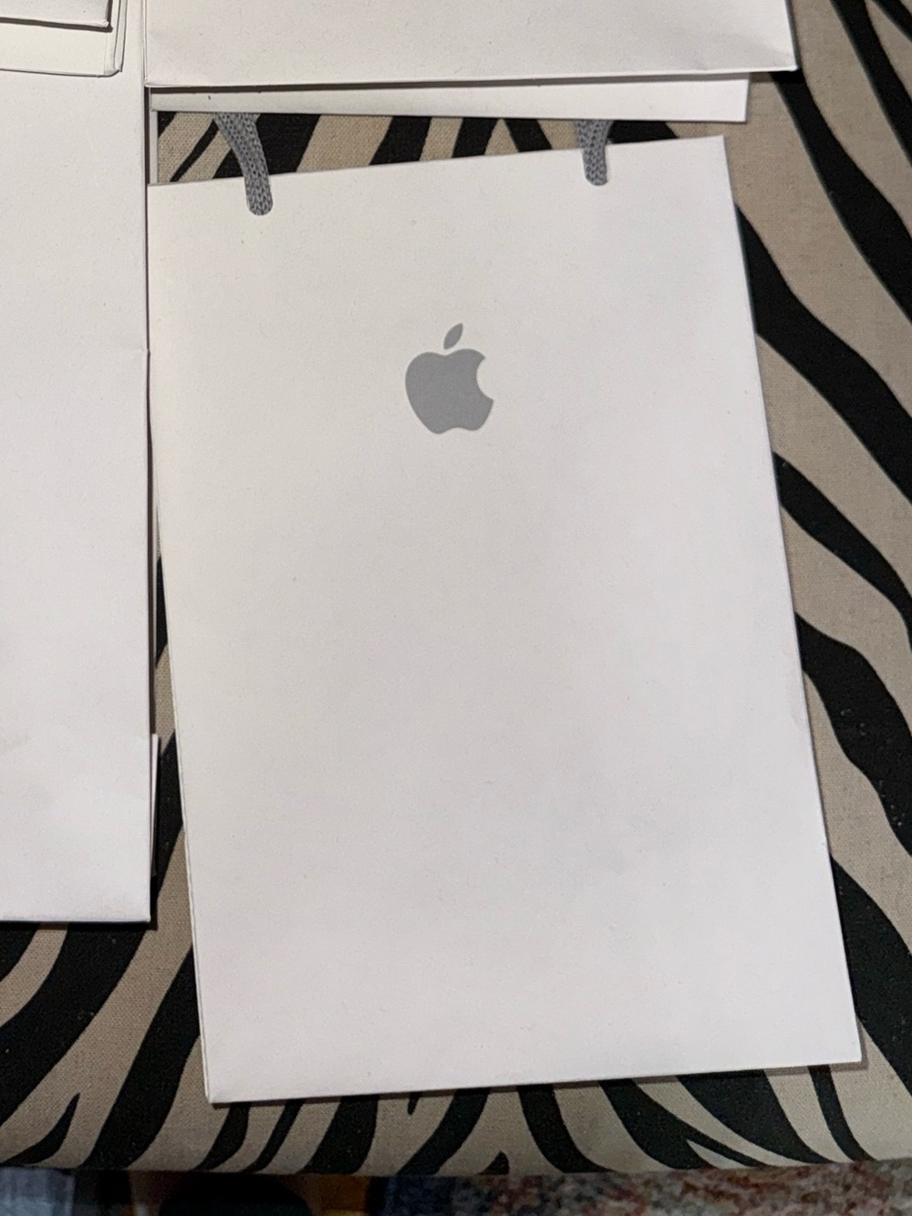 Apple White Paper Gift Bag with Silver Logo - Set of 1